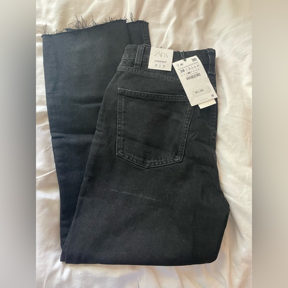 NWT Zara high rise black straight leg jeans - Picture 1 of 5